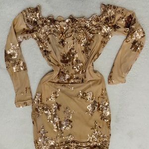 Off the shoulder rose gold dress (Worn Once)